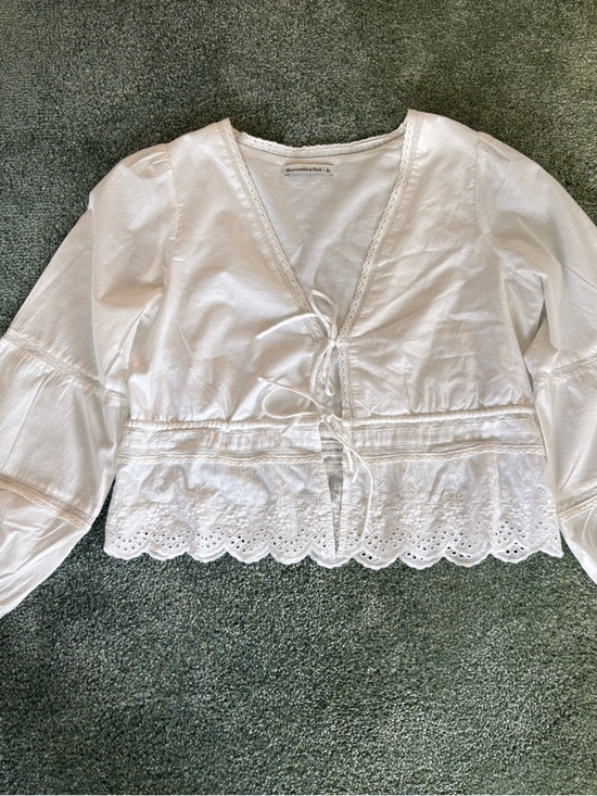 Abercrombie & Fitch Tops - Abercrombie & Fitch White Eyelet Tie-Front Blouse